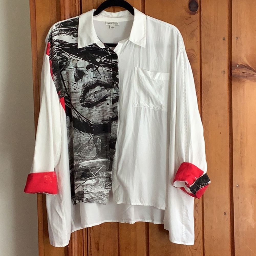 Lemon Grass “artsy” button up shirt